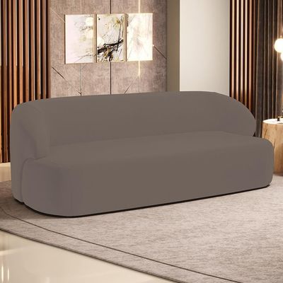 Sofá 3 Lugares Curvo Orgânico Living 180cm Barolo L06 Veludo Marrom