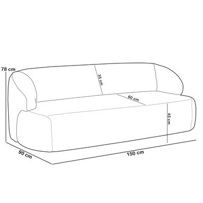 Sofá 2 Lugares Curvo Orgânico Living 150cm Barolo L06 Linho Cinza Escuro