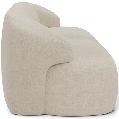 Sofá 3 Lugares Curvo Orgânico Com 02 Poltronas Living 220cm Barolo L06 Linho Bege Escuro