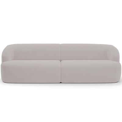 Sofá 3 Lugares Curvo Orgânico Com 02 Poltronas Living 220cm Barolo L06 Veludo Grafite
