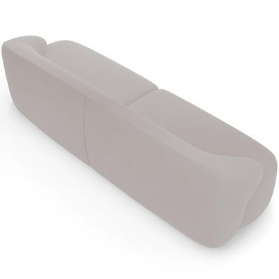 Sofá 3 Lugares Curvo Orgânico Com 02 Poltronas Living 220cm Barolo L06 Veludo Grafite