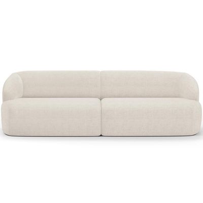 Sofá 4 Lugares Curvo Orgânico Com 02 Poltronas Living 280cm Barolo L06 Linho Mescla