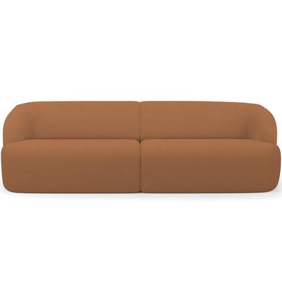 Sofá 4 Lugares Curvo Orgânico Com 02 Poltronas Living 280cm Barolo L06 Bouclê Terracota