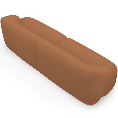 Sofá 4 Lugares Curvo Orgânico Com 02 Poltronas Living 280cm Barolo L06 Bouclê Terracota