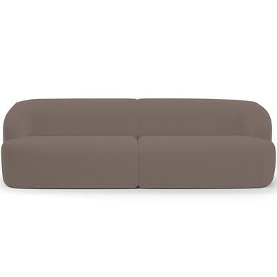 Sofá 3 Lugares Curvo Orgânico Com 02 Poltronas Living 220cm Barolo L06 Veludo Marrom
