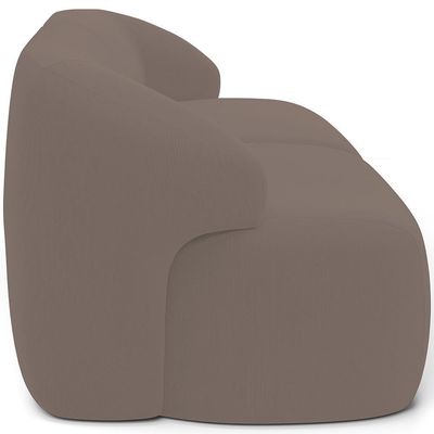 Sofá 3 Lugares Curvo Orgânico Com 02 Poltronas Living 220cm Barolo L06 Veludo Marrom