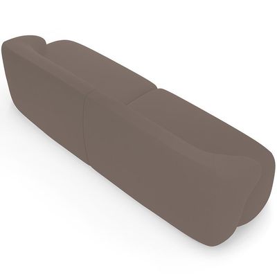 Sofá 3 Lugares Curvo Orgânico Com 02 Poltronas Living 220cm Barolo L06 Veludo Marrom
