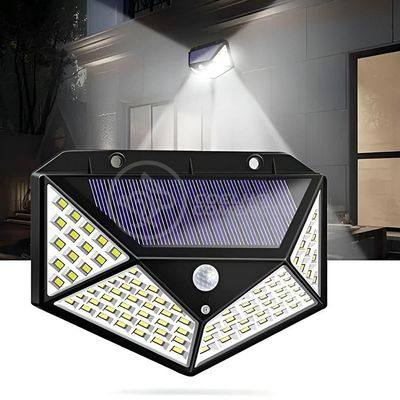 Luminária Lampada Recarregável Energia Solar Com Sensor De Movimento 100 Leds Luz Branca Ip65