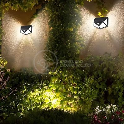 Luminária Lampada Recarregável Energia Solar Com Sensor De Movimento 100 Leds Luz Branca Ip65