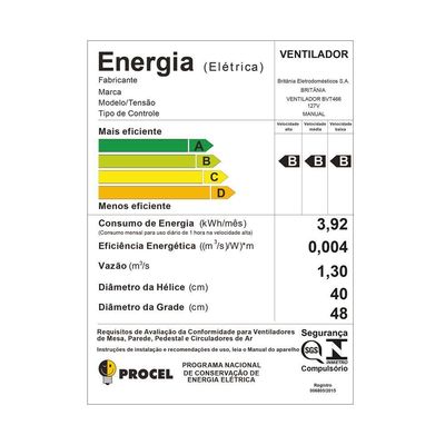 Ventilador De Coluna Britânia Turbo Silencioso 160W BVT466 110V