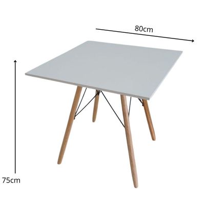 Conjunto Mesa Jantar Quadrada Eiffel 80cm Branca Mdf Com 4 Cadeiras Charles Eames Pretas