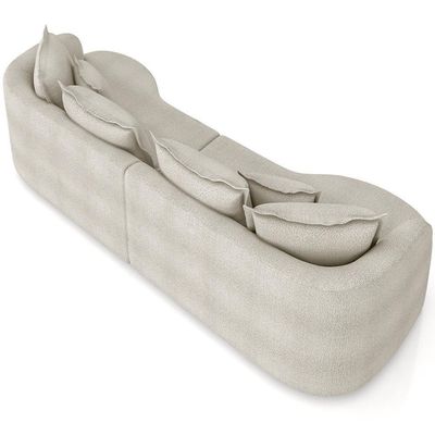 Sofá 3 Lugares Orgânico Living 250cm Ekos K01 Bouclê Bege - Lyam Decor