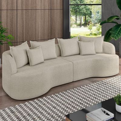 Sofá 3 Lugares Orgânico Living 250cm Ekos K01 Bouclê Bege - Lyam Decor