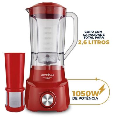 Liquidificador Britânia Diamante Vermelho 4 Velocidades 1050W 220V