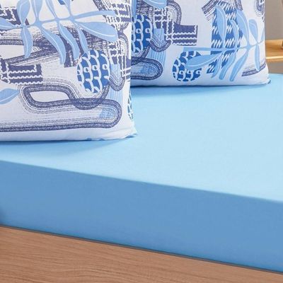 Jogo De Cama Solteiro Dreams Malha 100% Algodão 88x188x25cm Azul