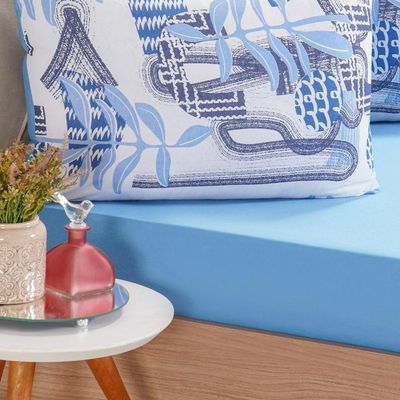 Jogo De Cama Solteiro Dreams Malha 100% Algodão 88x188x25cm Azul