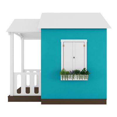 Casinha De Brinquedo Artesanal Com Varanda Mdf Branco/azul Turquesa L12 - Criança Feliz
