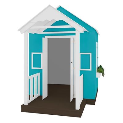 Casinha De Brinquedo Artesanal Com Varanda Mdf Branco/azul Turquesa L12 - Criança Feliz
