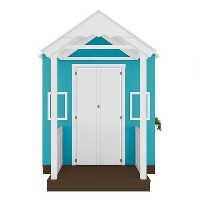 Casinha De Brinquedo Artesanal Com Varanda Mdf Branco/azul Turquesa L12 - Criança Feliz