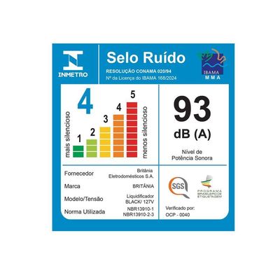 Liquidificador Britânia Black 3 Velocidades 2,1L 110V