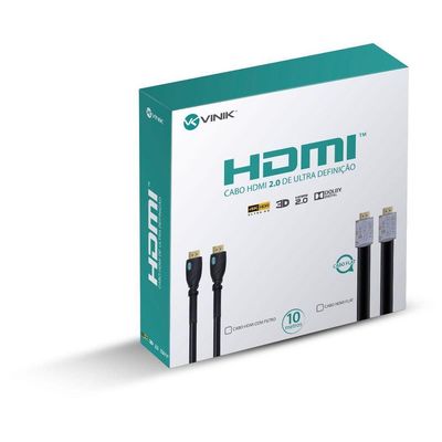 Cabo Hdmi 2.0 4k C/ Filtro 10m H20f-10