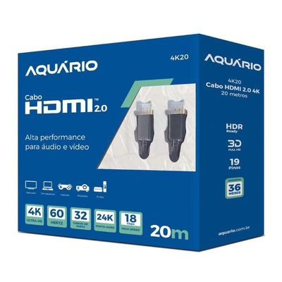 Cabo Hdmi Aquario 4k20 4k Macho X Macho 2.0 20m