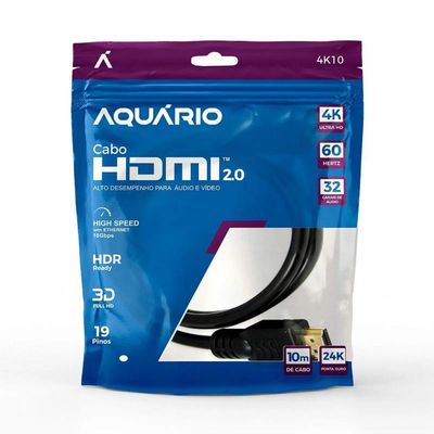 Cabo Hdmi Aquario 4k10 4k Macho X Macho 2.0 10m