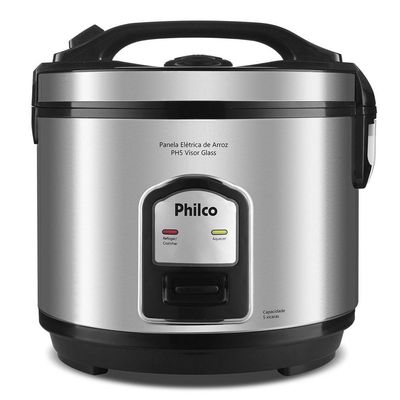 Panela De Arroz Philco 5 Xícaras PH5P Visor Glass Inox 110V