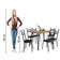 Conjunto De Mesa Sala De Jantar Com 6 Cadeiras Tubular Tampo Bp Madeirado Retangular 1,36m Preto