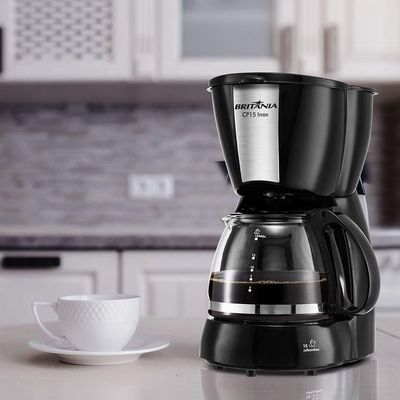 Cafeteira Britânia CP15 Vidro Preto Com Inox 110V