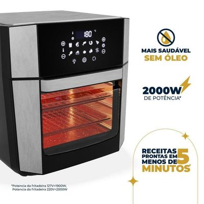 Air Fryer Oven Britânia 16L 4 Em 1 Porta Removível BAF16A 110V