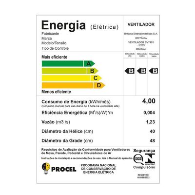 Ventilador Britânia 2 em 1 Tecnologia Maxx Force 174W BVT491 220V