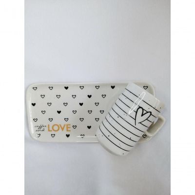 Kit Xicara De Cafe 80ml Com Pires Retangular Porcelana Branco