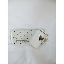 Kit Xicara De Cafe 80ml Com Pires Retangular Porcelana Branco