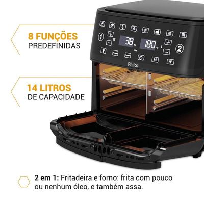 Air Fryer Philco 14L 4 Em 1 Painel Digital PAF14A 110V