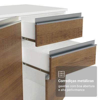 Armário De Cozinha Completa De Canto 100% Mdf 447 Cm Smart Madesa 02 Branco/rustic/crema