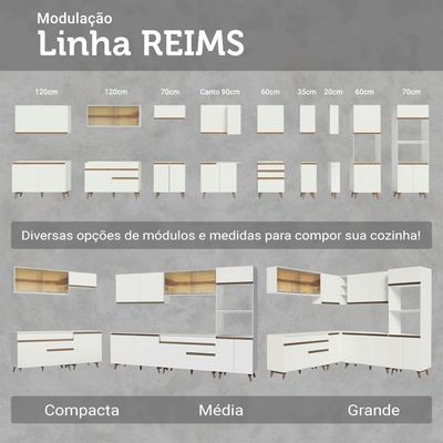 Kit Com Dois Balcões De Cozinha 2 Portas 3 Gavetas (com Tampo) Branco Reims Madesa Branco