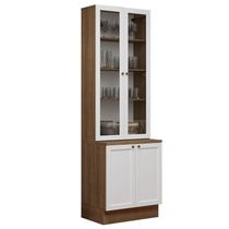 Kit Balcão + Cristaleira 70 Cm Vik Madesa 02 Rustic/branco