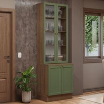 Kit Balcão + Cristaleira 70 Cm Vik Madesa 02 Rustic/verde
