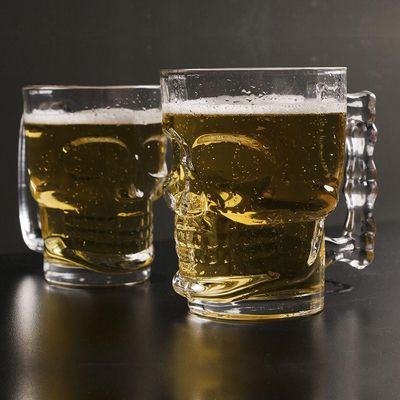 Caneca Para Chopp E Cerveja De Vidro Lyor Caveira Rock Style 510ml Transparente