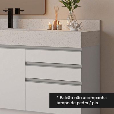 Armário Gabinete Para Banheiro 180cm 3 Portas 3 Gavetas Madesa Branco