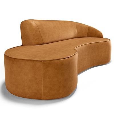 Sofá 5 Lugares Curvo Living Firenze Direito D02 Couríssimo Whisky 300cm B-90 - Lyam