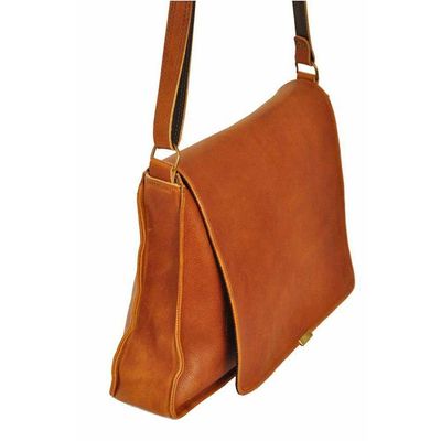 Bolsa Feminina Couro Transversal Tiracolo Cor Marrom Amarelado
