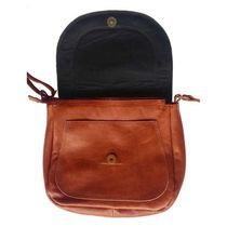 Bolsa Feminina Transversal Couro Cor Marrom Amarelado