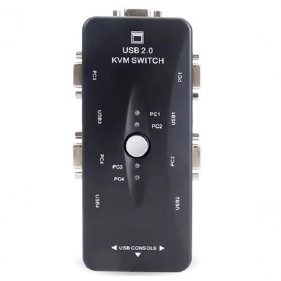 Chaveador Kvm Switch 4x1 Usb Vga 4 Portas 4 Pcs-cpu Na Mesma Estação