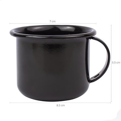 Jogo 6 Canecas Esmaltadas Pequenas Com Alças 90ml Xícaras Ágata Para Café Preto