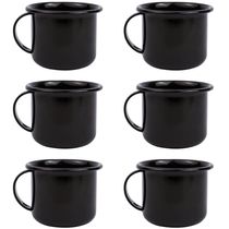 Jogo 6 Canecas Esmaltadas Pequenas Com Alças 90ml Xícaras Ágata Para Café