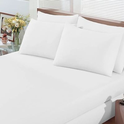 Jogo de Cama Buettner King Malha Basic Liso 3 Peças Branco