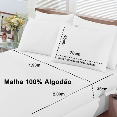 Jogo de Cama Buettner King Malha Basic Liso 3 Peças Branco