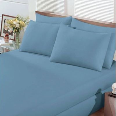 Jogo de Cama Buettner Queen Malha Basic Liso 3 Peças Jeans